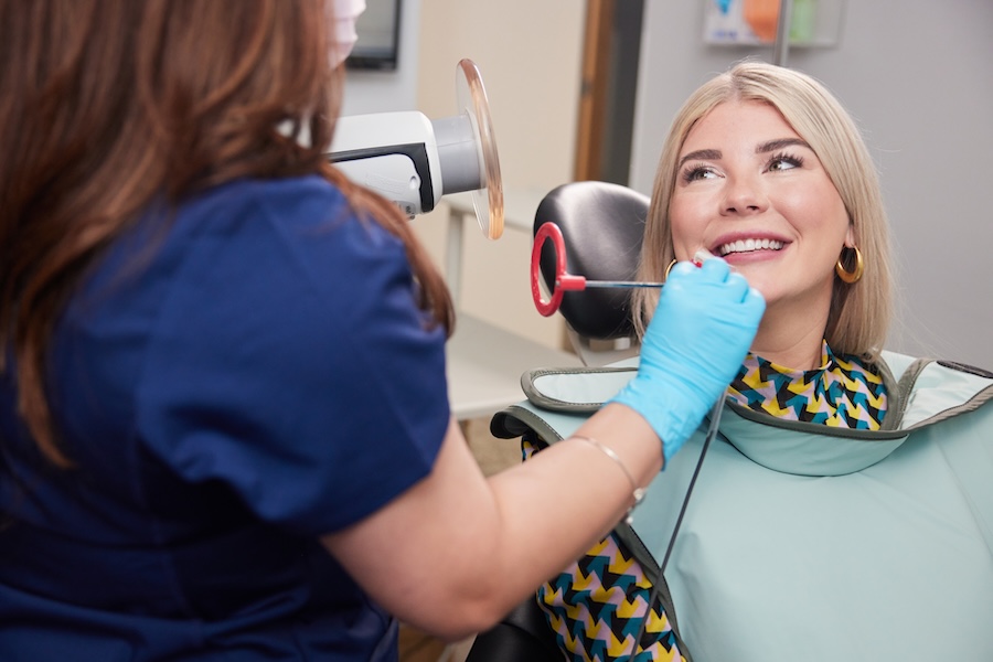 dental patient having X-rays taken